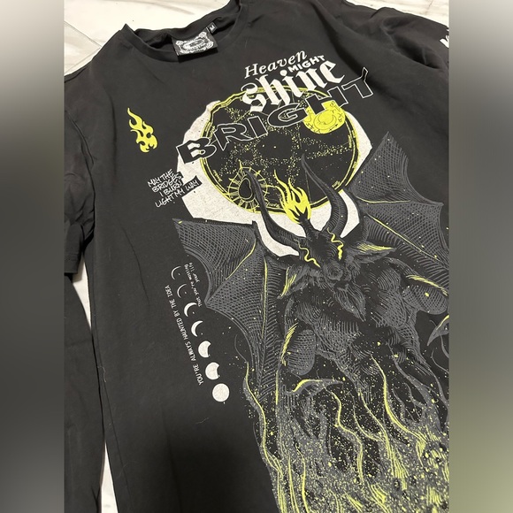 Killstar Longsleeve goth gothic satanic shirt moon print devil bat print graphic - Picture 3 of 11